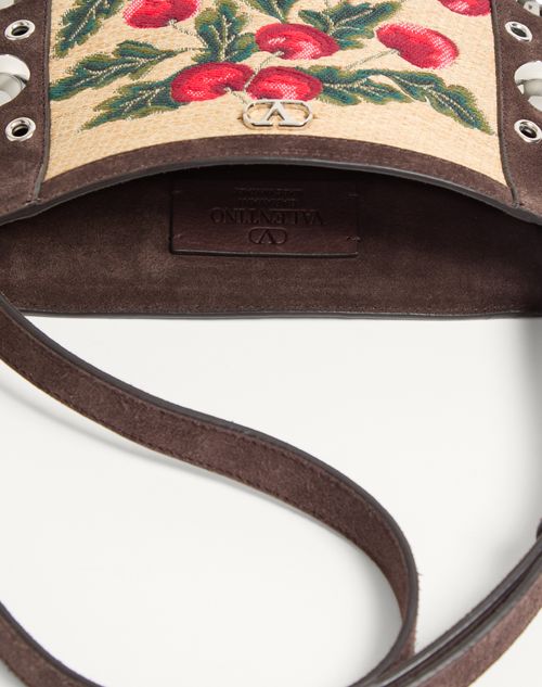 Valentino Garavani - Valentino Garavani Nellcôte Small Shoulder Bag In Jacquard Raffia With Cherryfic Pattern - Multicolour/testa Di Moro - Woman - Shoulder Bags